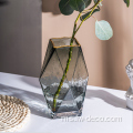 Hiasan Emas Smokey Grey Geometric Glass Vases